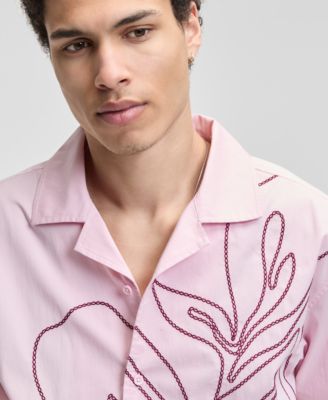 Men's Cotton-Blend Printed Relaxed Camp Shirt