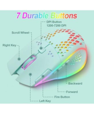 Wireless Gaming Mouse with RGB Lights - Adjustable DPI for Gaming, Office Work,Lightweight Honeycomb Design Compatible with Windows/Mac/Linux