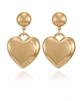 Metal-Tone Plated Heart Drop Earrings