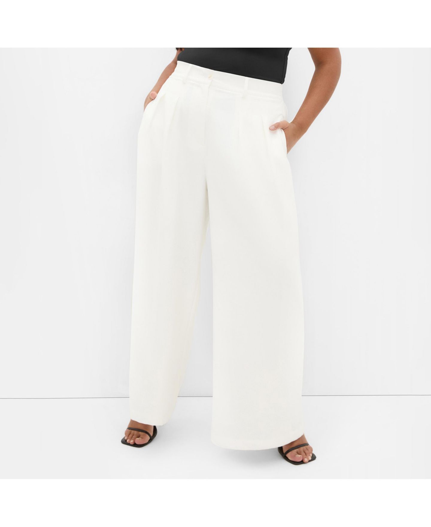 Женские брюки CITY CHIC Plus Size Abbie Fully Lined Wide Leg, цвет: Кремовый — фото 1