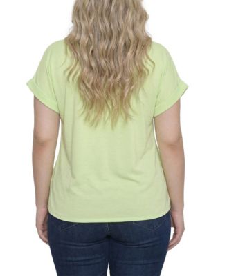 Plus Size Short-Sleeve Roll Cuff Blouse