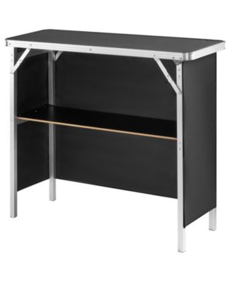 38.39" x 15.16" x 34.25 Folding Portable Bar Table with Carrying Case, Storage Shelf and Skirt