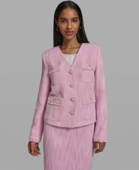 Женские куртки KARL LAGERFELD PARIS V-Neck Woven Cropped Jacket