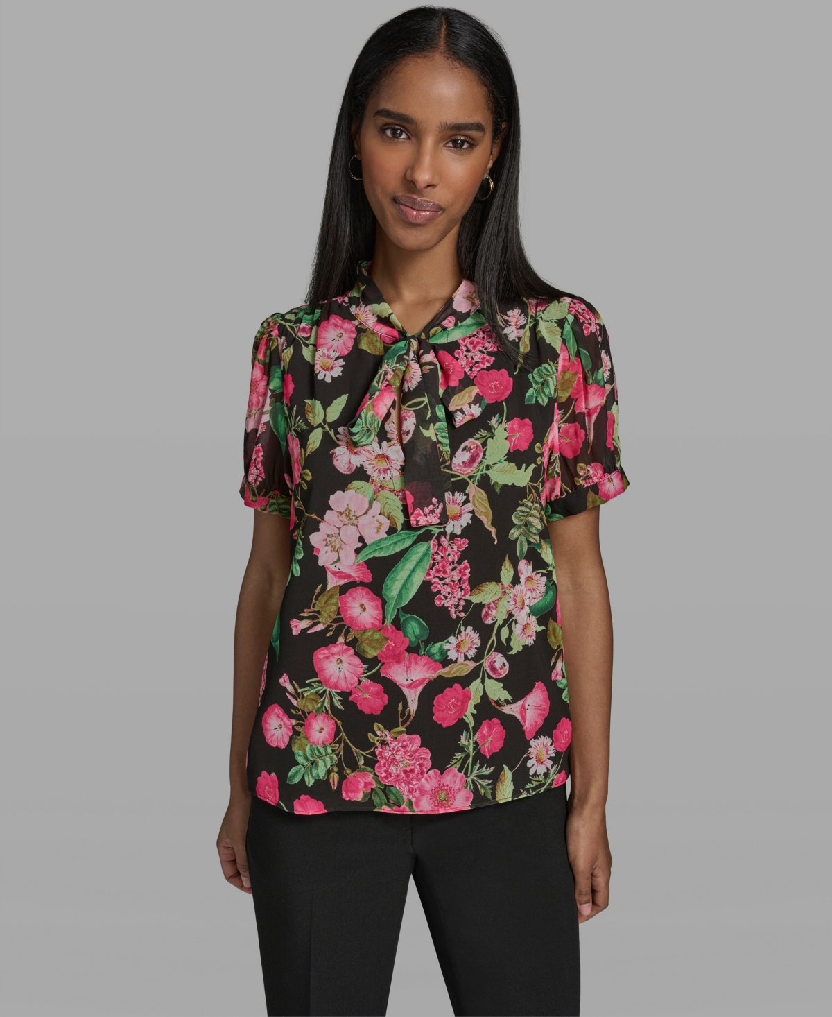 Karl Lagerfeld Paris Women's V-Neck Woven Blouse