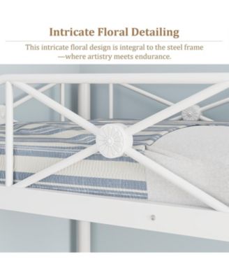 Metal Bunk Bed Twin Over Twin, Industrial Bunkbeds Heavy Duty Bed with Safety Guard Rails and Space-Saving Design, Steel Bed