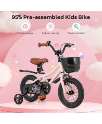 12 Inches Kids Bike with Basket and Adjustable Handlebar for 3-4 Years Old