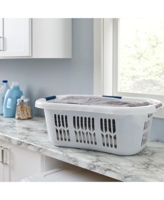 2.1-Bushel Small Hip-Hugger Plastic Laundry Basket, White (3-Pack)