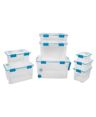 37 Quart Clear Plastic Home Storage Tote Bin with Secure Lids, 8 Pack