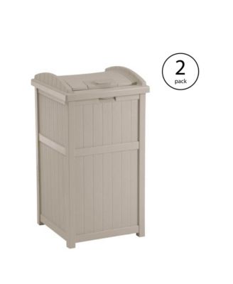 30-33 Gallon Deck Patio Resin Garbage Trash Can Hideaway, Taupe (2 Pack)