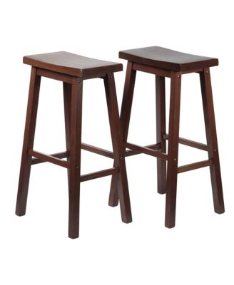 Classic Saddle Seat 29" Tall Kitchen Counter Stools, Walnut (Set of 4)