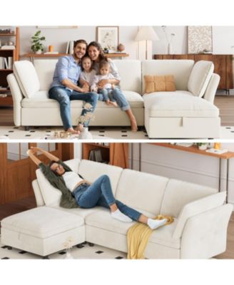 97" Sectional Couch for Living Room, Modern l-Shaped Modular Sectional Sofa, Cloud Couch with Storage Ottoman