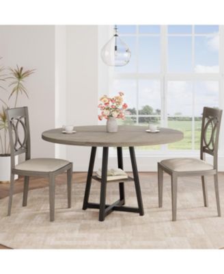 Kitchen Table Industrial Round Dining Table 47 Inch Kitchen Table Set for 4 to 6 Dinner Table