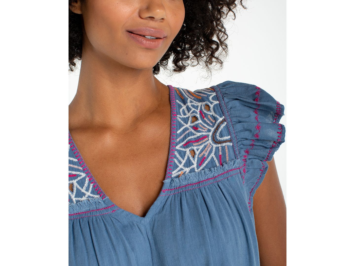 Женское платье Liverpool Los Angeles V-Neck Woven, цвет: Сланцевый синий — фото 3