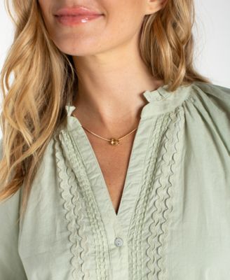 Women's Button-Front V-Neck Woven Blouse