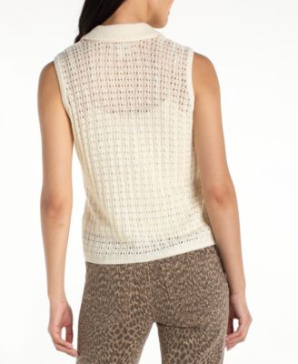 Women's Sleeveless Johnny Collar Sweater