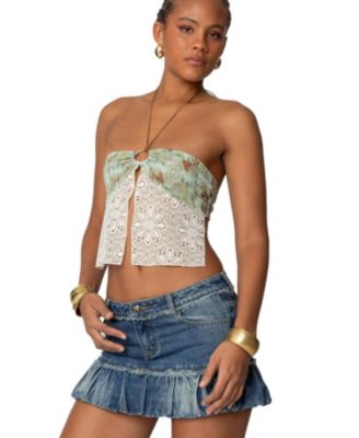 Women's Kloe Backless Crochet Split Front Top