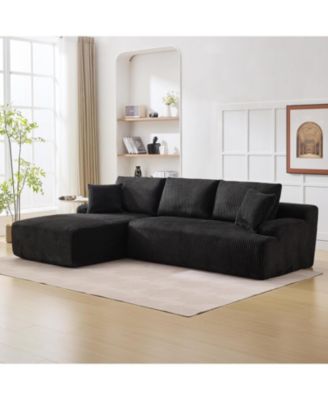 Cloud Sectional Couch 106" Modern L-Shape Corner Modular Upholstered Sofa with Loveseat Chaise Deep Seat Plush Corduroy Fabric Foam Cushions