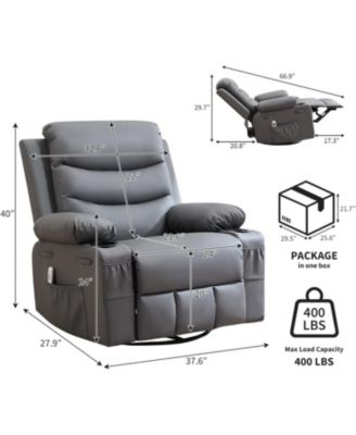 Swivel Rocker Recliner Chair with Massage and Heat, Oversized Glider Recliner Nursery Chair,Single Sofa Seat