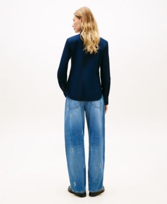 Women's Classic Poplin Roll-Tab Long-Sleeve Shirt