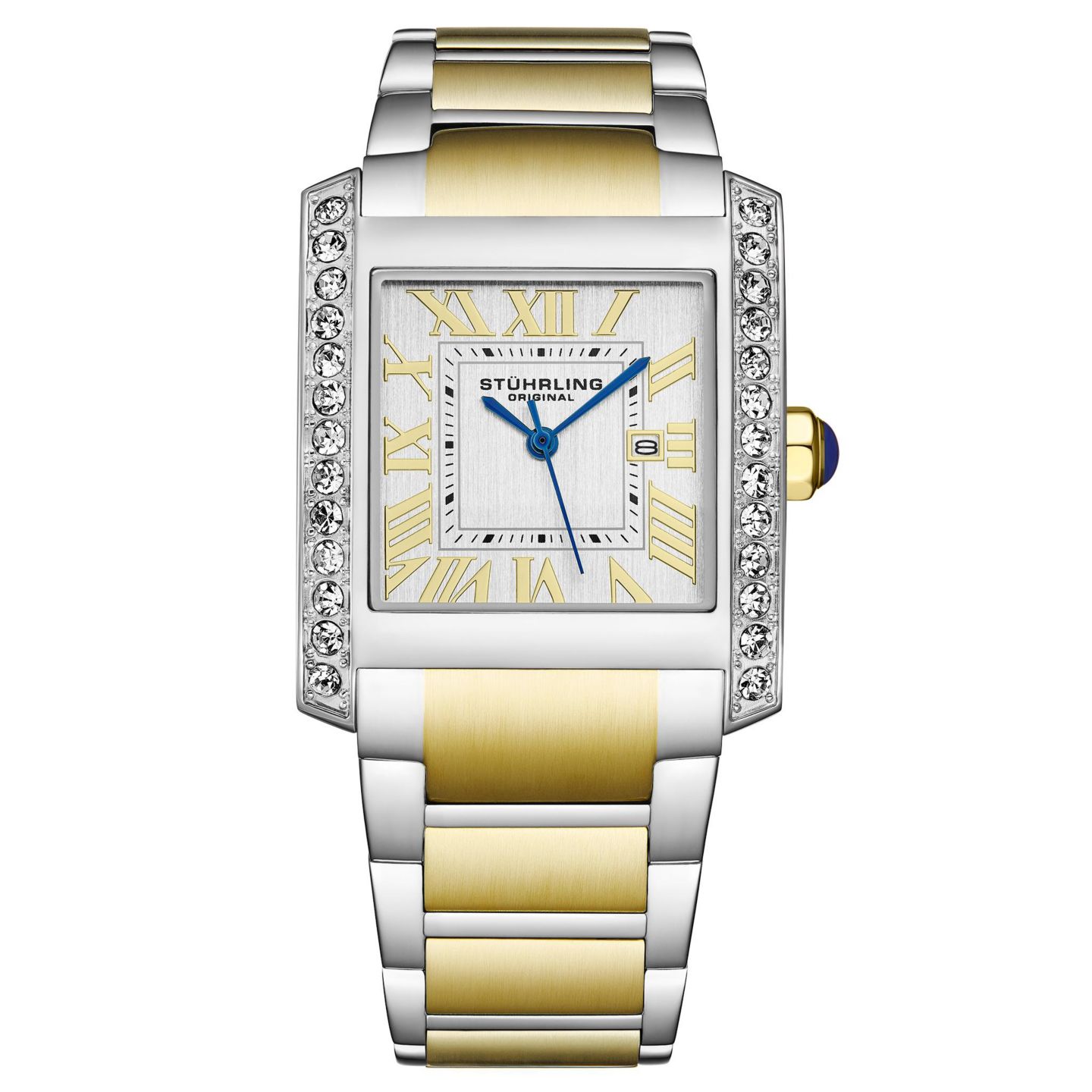 Женские часы Stuhrling Elan 4088.3 Rectangular Quartz Watch, Two-Tone Stainless Steel Bracelet, цвет: Жёлтый — фото 1