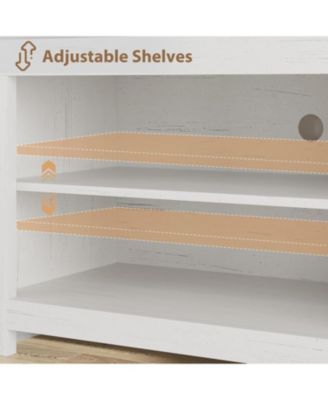 Farmhouse TV Stand for 75/80 Inch TVs, 70.1" Entertainment Center with 4 Drawers & 3 Open Shelves, 95.5 lbs