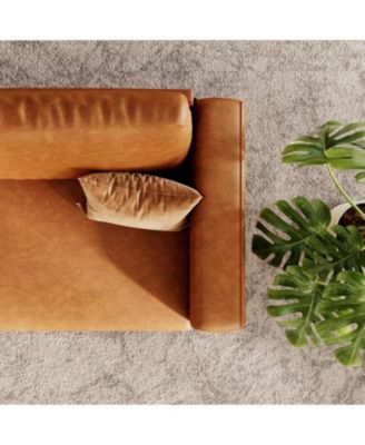 84" Sofa, 3 Seater Couch for Living Room, Modern Loveseat, PU Leather Sofa with Deep Seats and Wide Armrests, Wood Legs, Easy Assembly