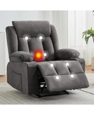 Manual Recliner Chair with Massage & Heat,Classic and Traditional Oversized Recliner Chair,8-Point Vibration, Lumbar Heating