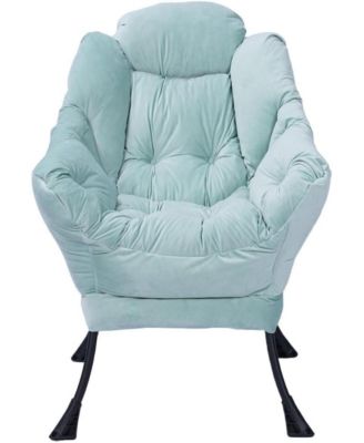 Lazy Chair with Ottoman, Modern Lounge Accent Armchair with Footrest, Reading Chair with Side Pocket, Comfortable Leisure Sofa for Living Room