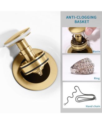 Bathroom Sink Drain - Pop-Up Drain Stopper, Anti-Clogging Design with Strainer Basket for Vanity