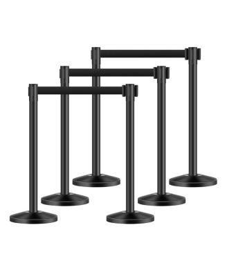 6 Piece Crowd Control Stanchion Set with Retractable Belts for Exhibitions
