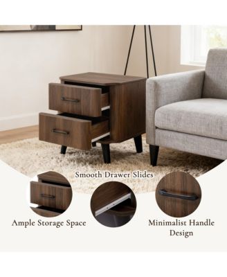 Mid Century Modern Nightstand, Walnut Night Stand with Curved Edge, Nightstand with Drawers