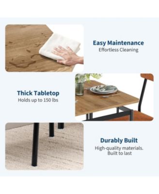 3Pcs Small Kitchen Table Set for 2, Wooden Dining Table Set for 2, Farmhouse Table Set with Table and Chair for Small Rooms or Flats