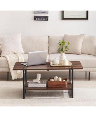 Coffee Table for Living Room, 2-Tier Living Room Tables, Modern Living Room Coffee Table,IndustrialWood Coffee Table with Storage Shelf