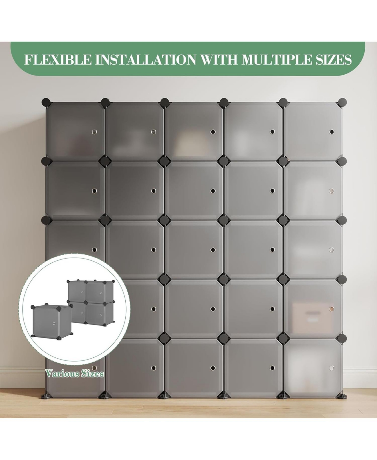 gaomon Space-Saving Modular Shoe Storage Cabinet – 12-Cube Stackable Organizer with Doors
