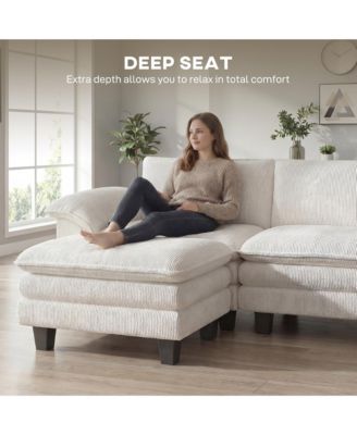 Sectional Sofa, L Shaped Couch with Deep Seat, Ottoman,