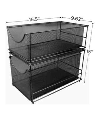 2-Tier Sliding Mesh Basket Drawers - Ideal for Countertop, Cabinet, Pantry, Under the Sink, Desktop and More