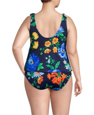Women's Tie Shoulder Flutter Tankini Top