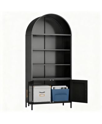 Metal Arched Cabinet, 17.7"D x 35.5"W x 78.8"H, Adjustable Shelves, 3 Storage Areas