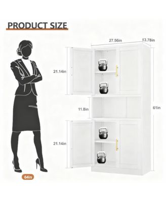 Heavy Gauge Steel Pantry Cabinet with 2 Adjustable Shelves and Open Compartment