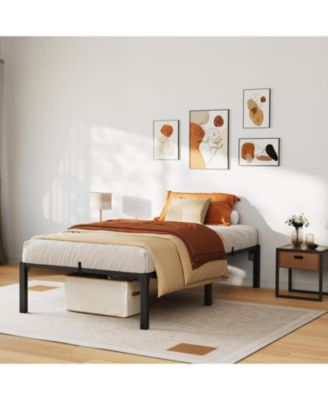 Twin Bed Frame, 14" High Platform Bed Frame, Heavy Duty Steel Slat Support Twin Size with Storage Space, Support Up to 800 LBS, Easy Assembly