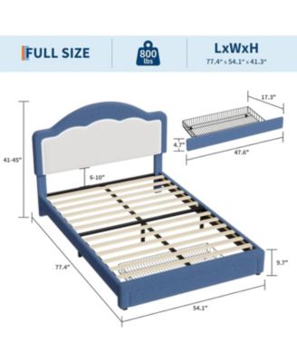 Full Kids Upholstered Bed with LED Headboard, Plush Sherpa Fabric, Wooden Slats Support, Easy Assembly