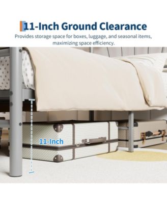 Twin Kids Bed Frame with Headboard & Footboard, Heart-Shaped Metal Platform Bed, Sturdy Steel Slats, Noise-Free, No Box Spring