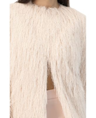 Women's Fringe Coat with Snap Closures