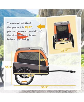 Foldable Pet Bike Trailer Carrier for Dogs & Small Animals, Collapsible Bicycle Attachment