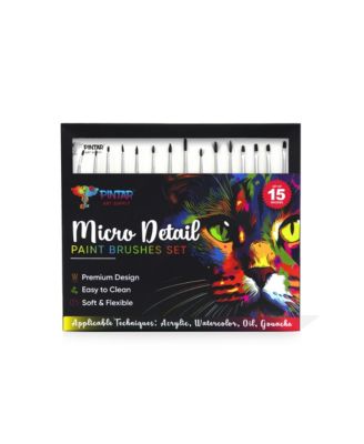 15-Piece Fine Detail Paint Brushes for Acrylic Painting - Watercolors - Crafts - Models & Face Painting