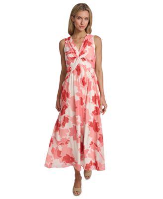 Women's Sleeveless Twist Front Midi Dress