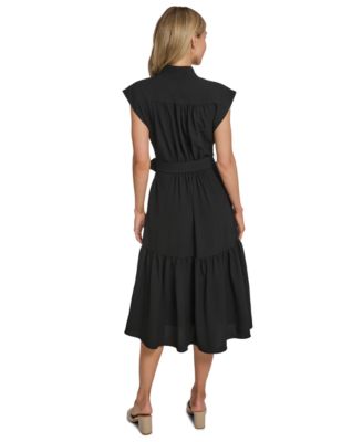 Women's Tiered Belted Surplice Dress