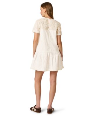 Women's Illusion Embroidered Short-Sleeve Shift Dress
