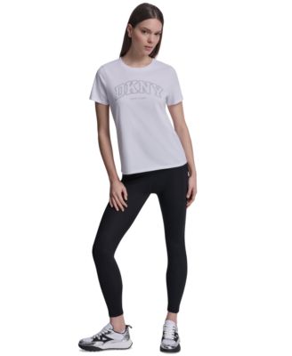Women's Rhinestone Varsity Logo Relaxed Fit Pull-On T-Shirt