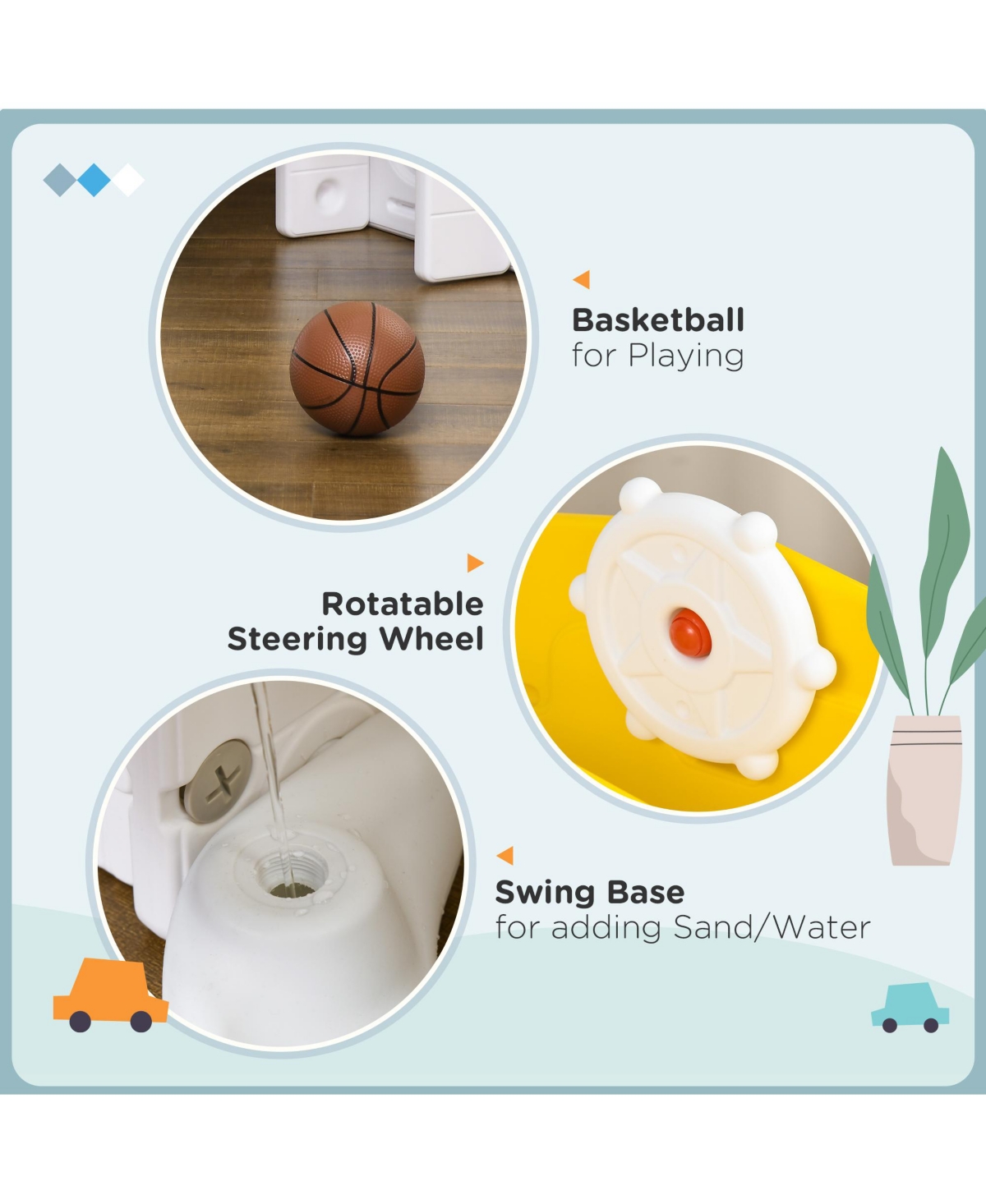 Qaba 8 in 1 Toddler Slide and Swing Set with 2 Slides for Ages 1-3, Yellow